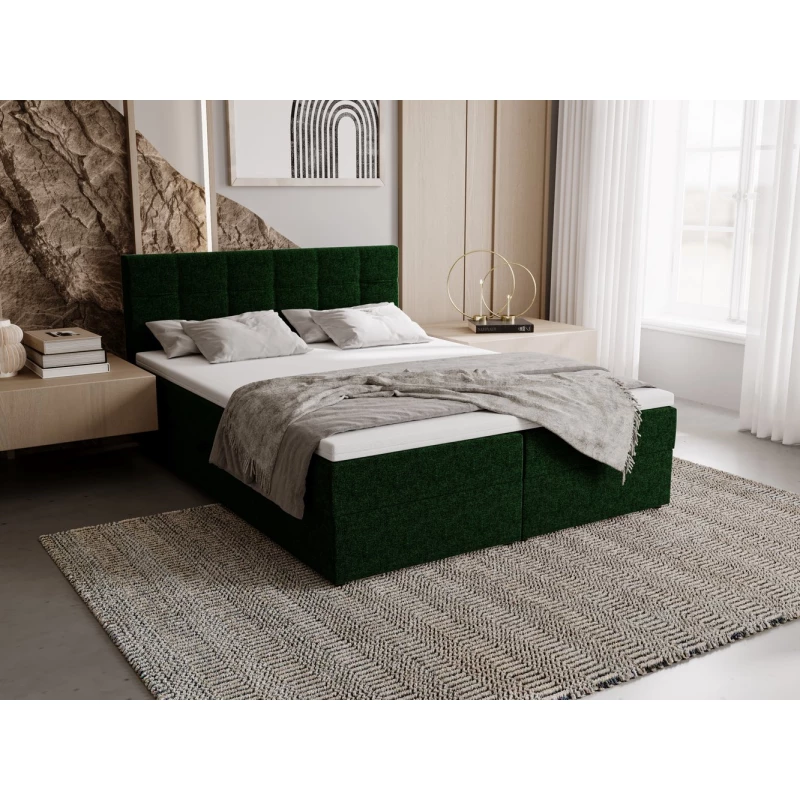 Čalouněná postel 140x200 ELSIE 1 s úložným prostorem - zelená