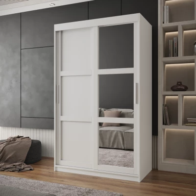 Šatní skříň KORRA 2 - 120 cm, bílá / stříbrná