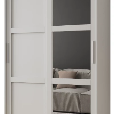 Šatní skříň KORRA 2 - 120 cm, bílá / stříbrná