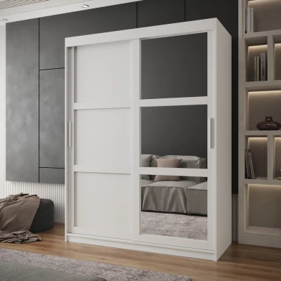 Šatní skříň KORRA 2 - 150 cm, bílá / stříbrná