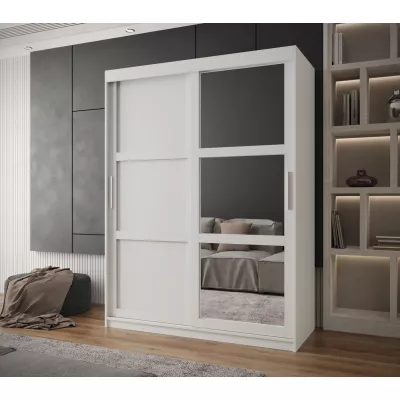Šatní skříň KORRA 2 - 150 cm, bílá / stříbrná