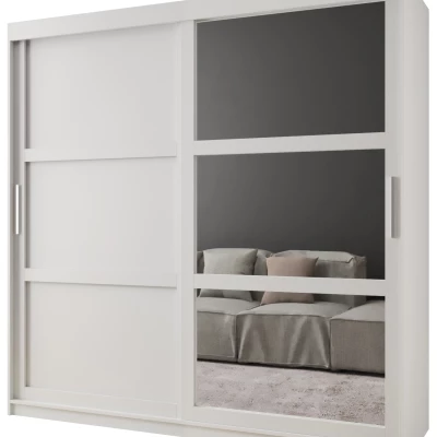 Šatní skříň KORRA 2 - 200 cm, bílá / stříbrná