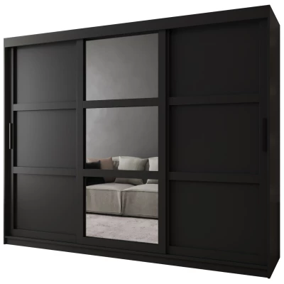 Šatní skříň KORRA 2 - 250 cm, černá / černá