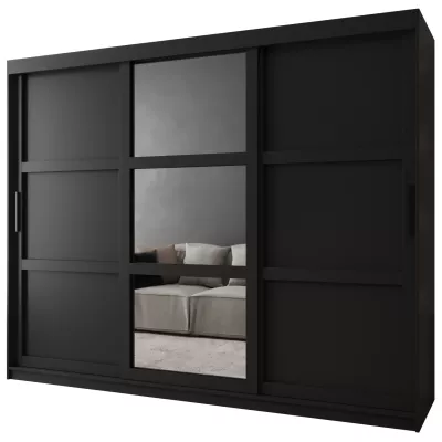 Šatní skříň KORRA 2 - 250 cm, černá / černá