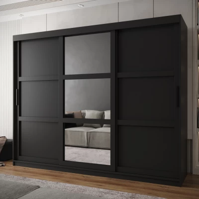 Šatní skříň KORRA 2 - 250 cm, černá / černá