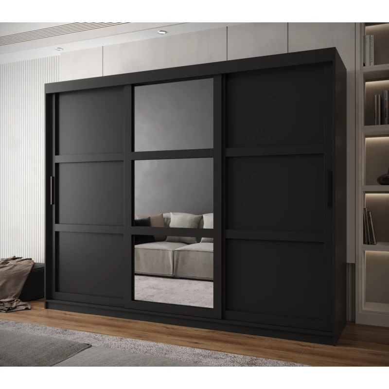 Šatní skříň KORRA 2 - 250 cm, černá / černá