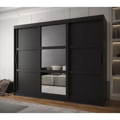 Šatní skříň KORRA 2 - 250 cm, černá / černá
