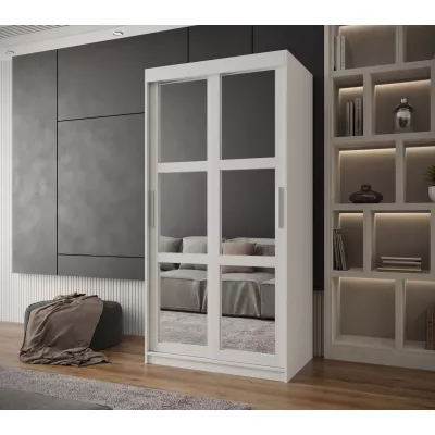 Šatní skříň KORRA 1 - 100 cm, bílá / stříbrná