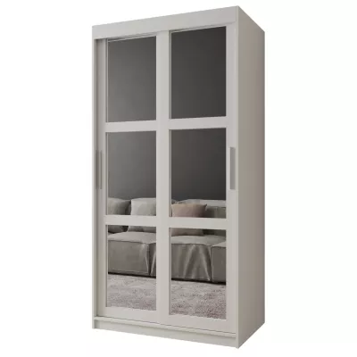 Šatní skříň KORRA 1 - 100 cm, bílá / stříbrná