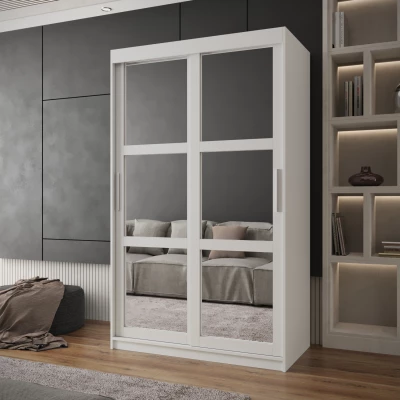 Šatní skříň KORRA 1 - 120 cm, bílá / stříbrná