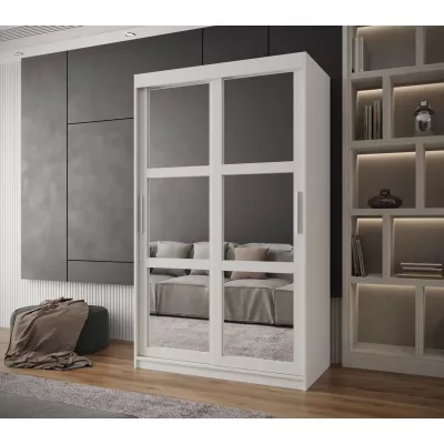 Šatní skříň KORRA 1 - 120 cm, bílá / stříbrná