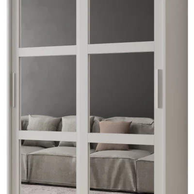 Šatní skříň KORRA 1 - 120 cm, bílá / stříbrná