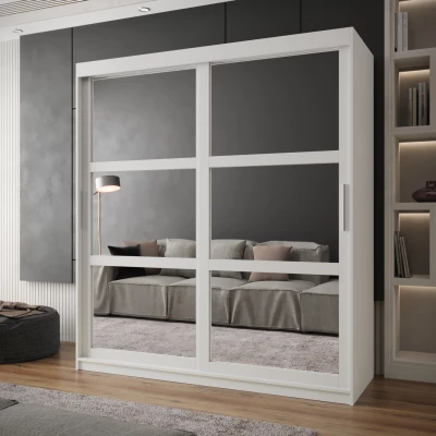 Šatní skříň KORRA 1 - 180 cm, bílá / stříbrná