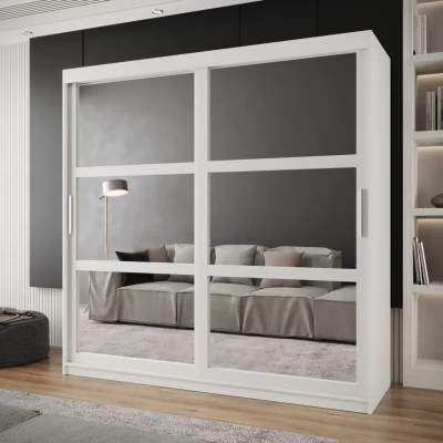 Šatní skříň KORRA 1 - 200 cm, bílá / stříbrná