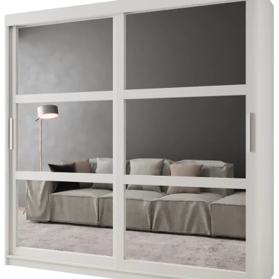 Šatní skříň KORRA 1 - 200 cm, bílá / stříbrná