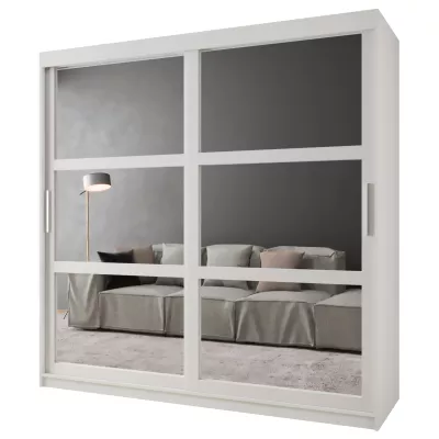 Šatní skříň KORRA 1 - 200 cm, bílá / stříbrná