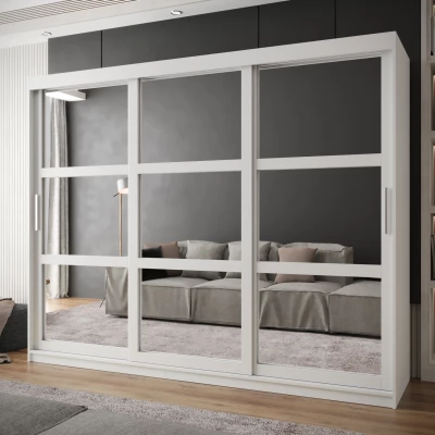 Šatní skříň KORRA 1 - 250 cm, bílá / stříbrná