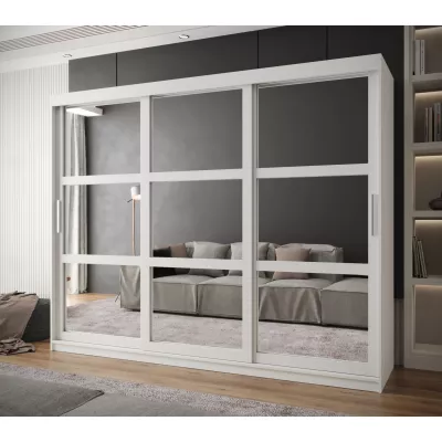 Šatní skříň KORRA 1 - 250 cm, bílá / stříbrná