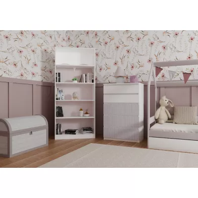 Dětská komoda se šuplíky DUSTER - bílá / růžová