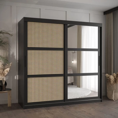 Šatní skříň HALIMA 2 - 180 cm, černá / černá