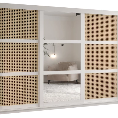 Šatní skříň HALIMA 2 - 250 cm, bílá / stříbrná