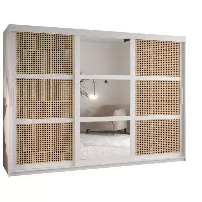 Šatní skříň HALIMA 2 - 250 cm, bílá / stříbrná