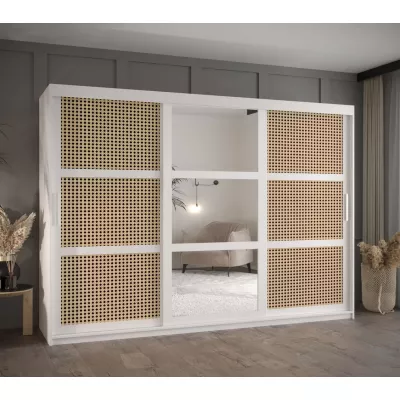 Šatní skříň HALIMA 2 - 250 cm, bílá / stříbrná