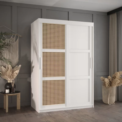 Šatní skříň HALIMA 3 - 120 cm, bílá / stříbrná