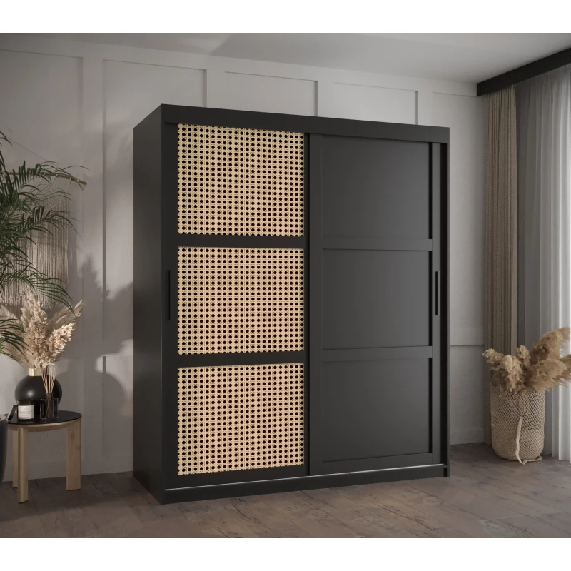 Šatní skříň HALIMA 3 - 150 cm, černá / černá