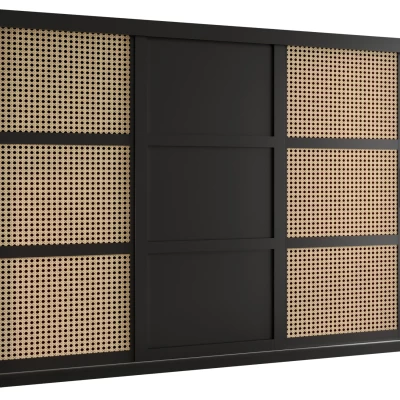 Šatní skříň HALIMA 3 - 250 cm, černá / černá