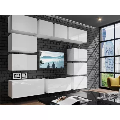 Závěsná stěna do obývacího pokoje BRADT 75 - bílá / lesklá bílá