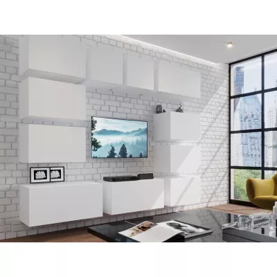 Závěsná stěna do obývacího pokoje BRADT 75 - bílá / lesklá bílá