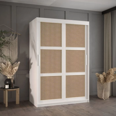 Šatní skříň HALIMA 1 - 120 cm, bílá / stříbrná