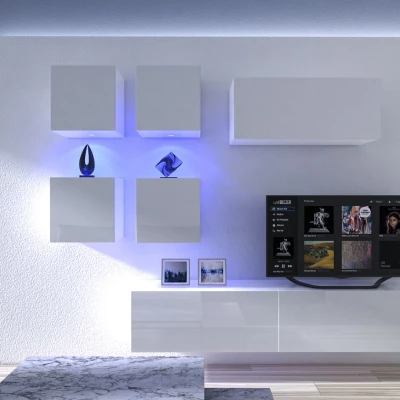 Moderní obývací stěna BRADT 61 - bílá / lesklá bílá