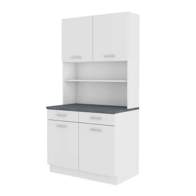 Kredenc do kuchyně NEIL - bílá / granit