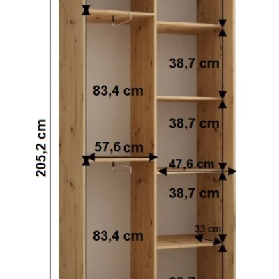 Šatní skříň BAYLIN 1 - 110/45 cm, dub artisan / bílá / černá
