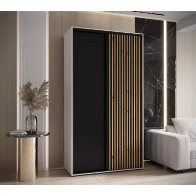 Šatní skříň BAYLIN 1 - 130/45 cm, bílá / černá / dub artisan