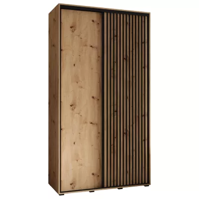 Šatní skříň BAYLIN 1 - 130/45 cm, dub artisan / dub artisan / černá