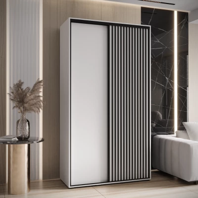 Šatní skříň BAYLIN 1 - 140/45 cm, bílá / bílá / černá