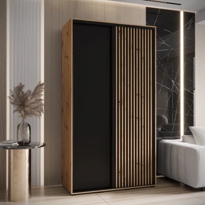 Šatní skříň BAYLIN 1 - 140/45 cm, dub artisan / černá / dub artisan