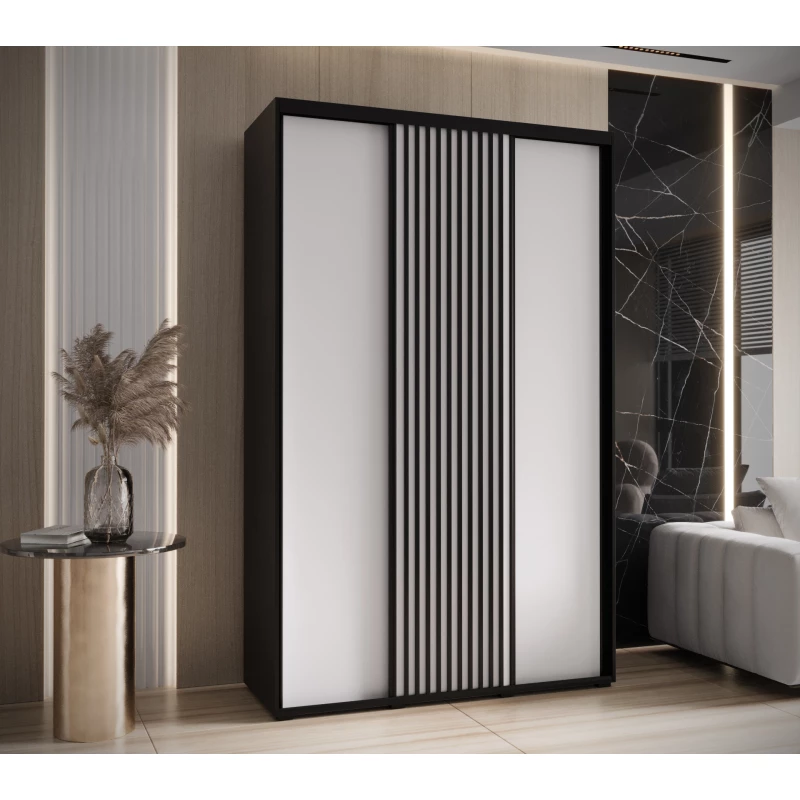 Šatní skříň BAYLIN 1 - 150/45 cm, černá / bílá / černá