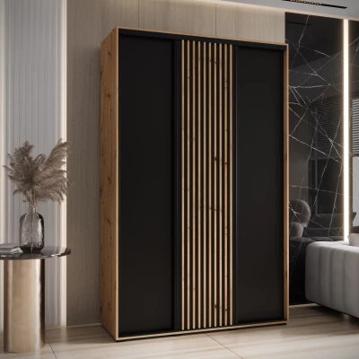 Šatní skříň BAYLIN 1 - 150/45 cm, dub artisan / černá / dub artisan