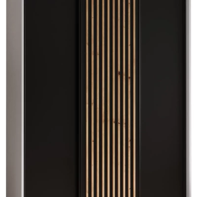 Šatní skříň BAYLIN 1 - 160/45 cm, bílá / černá / dub artisan