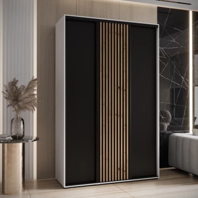 Šatní skříň BAYLIN 1 - 160/45 cm, bílá / černá / dub artisan