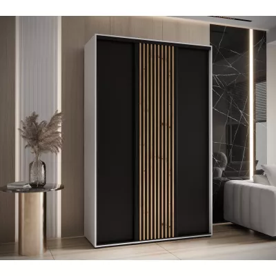 Šatní skříň BAYLIN 1 - 160/45 cm, bílá / černá / dub artisan