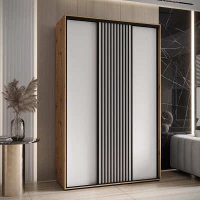 Šatní skříň BAYLIN 1 - 160/45 cm, dub artisan / bílá / černá