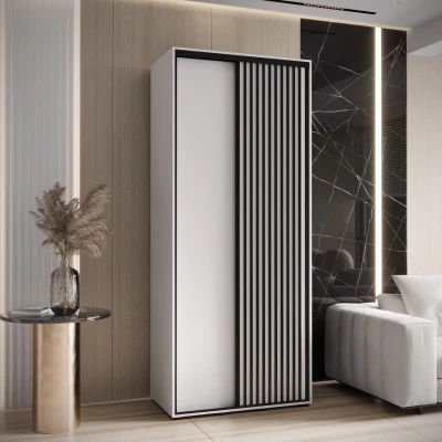 Šatní skříň BAYLIN 1 - 110/60 cm, bílá / bílá / černá