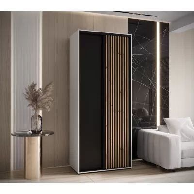 Šatní skříň BAYLIN 1 - 120/60 cm, bílá / černá / dub artisan