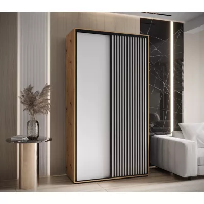 Šatní skříň BAYLIN 1 - 130/60 cm, dub artisan / bílá / černá