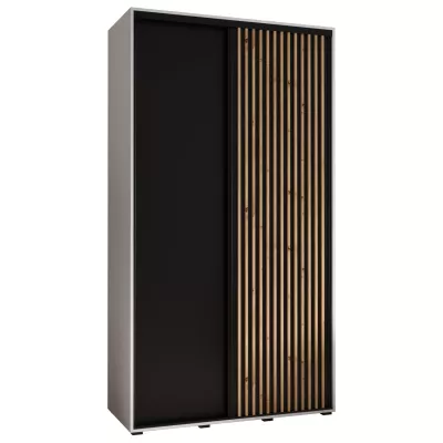 Šatní skříň BAYLIN 1 - 130/60 cm, bílá / černá / dub artisan